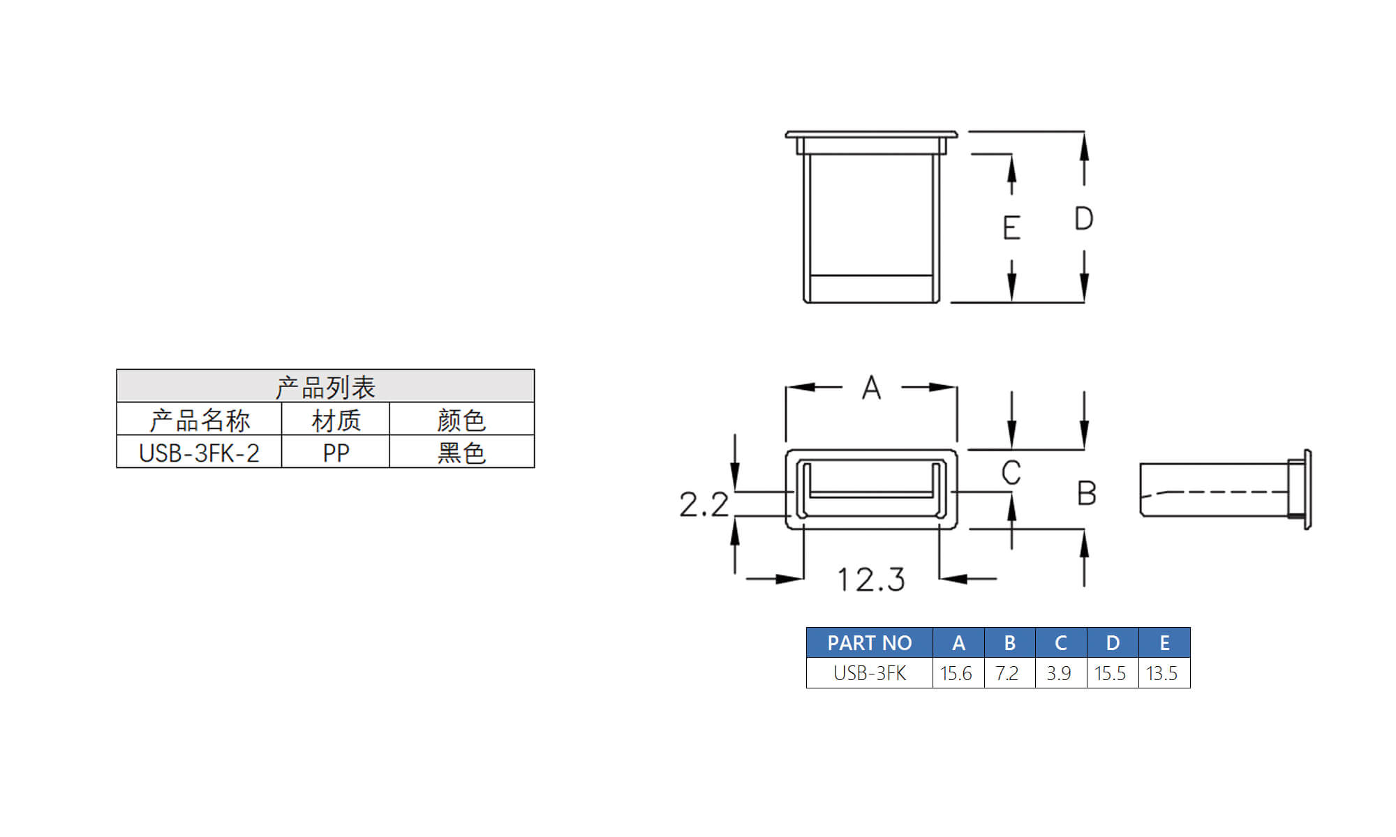 插头盒 USB-3FK-1